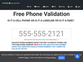 'phonevalidator.com' screenshot