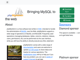 'phpmyadmin.net' screenshot