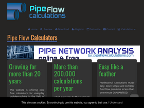 'pipeflowcalculations.com' screenshot