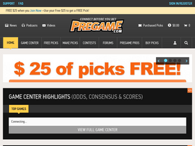 'pregame.com' screenshot