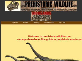'prehistoric-wildlife.com' screenshot