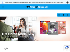 'prepaidgiftbalance.com' screenshot