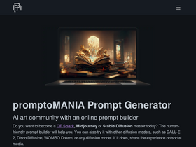 'promptomania.com' screenshot
