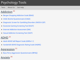 'psychology-tools.com' screenshot