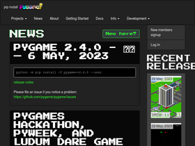 'pygame.org' screenshot