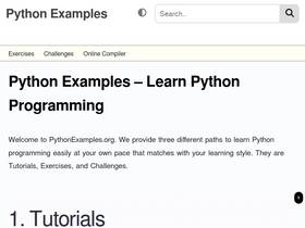 'pythonexamples.org' screenshot