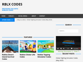 'rblxcodes.com' screenshot