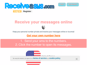 'receiveasms.com' screenshot