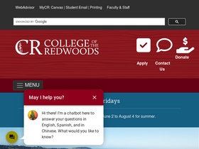 'redwoods.edu' screenshot