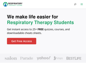 'respiratorytherapyzone.com' screenshot