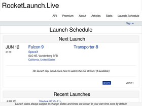 'rocketlaunch.live' screenshot