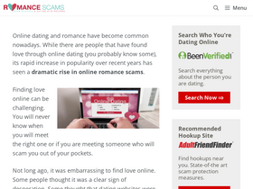 'romancescams.org' screenshot