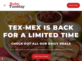 'rubytuesday.com' screenshot