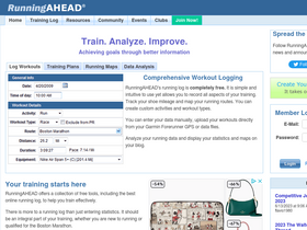'runningahead.com' screenshot