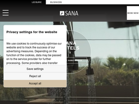 'sanahotels.com' screenshot