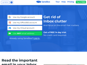 'sanebox.com' screenshot