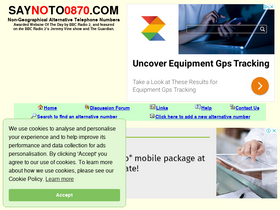 'saynoto0870.com' screenshot