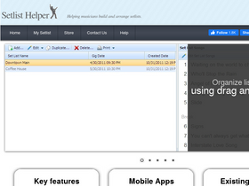 'setlisthelper.com' screenshot