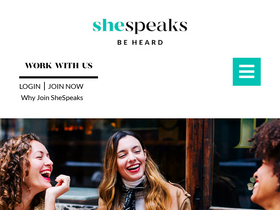 'shespeaks.com' screenshot