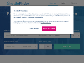 'shuttlefinder.com' screenshot