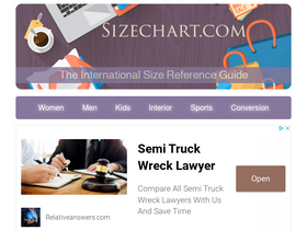 'sizechart.com' screenshot