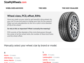 'sizemywheels.com' screenshot