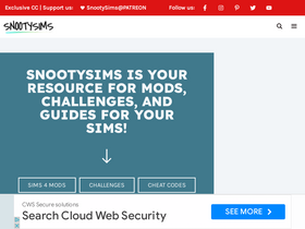 'snootysims.com' screenshot