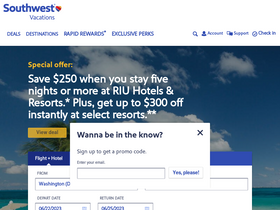 'southwestvacations.com' screenshot