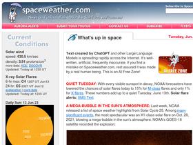 'spaceweather.com' screenshot