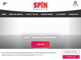 'spinpalace.com' screenshot