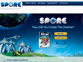 'spore.com' screenshot