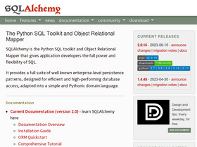 'sqlalchemy.org' screenshot