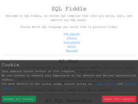 'sqlfiddle.com' screenshot
