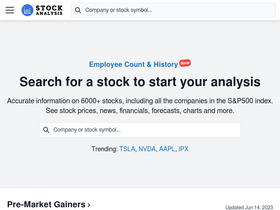 'stockanalysis.com' screenshot