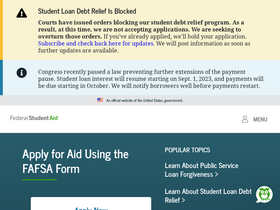 'studentaid.gov' screenshot