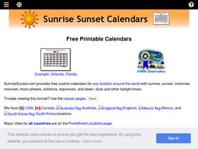 'sunrisesunset.com' screenshot