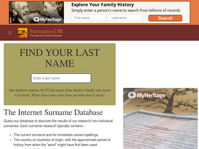 'surnamedb.com' screenshot