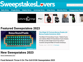 'sweepstakeslovers.com' screenshot