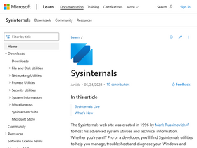 'sysinternals.com' screenshot