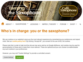 'tamingthesaxophone.com' screenshot