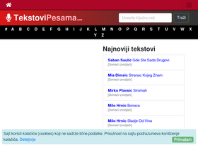 'tekstovi-pesama.com' screenshot