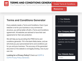 'termsandconditionsgenerator.com' screenshot