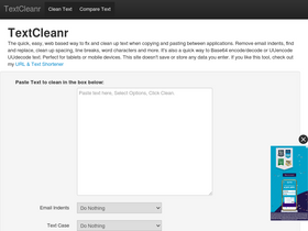 'textcleanr.com' screenshot