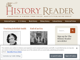 'thehistoryreader.com' screenshot