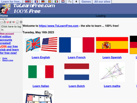 'tolearnfree.com' screenshot
