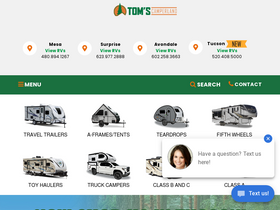 'tomscamperland.com' screenshot