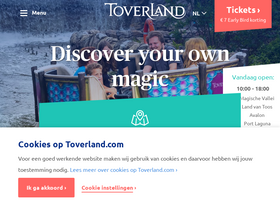 'toverland.com' screenshot