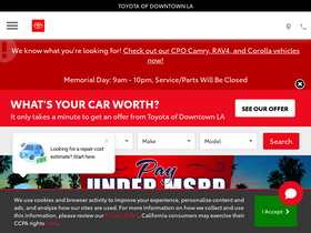 'toyotaofdowntownla.com' screenshot
