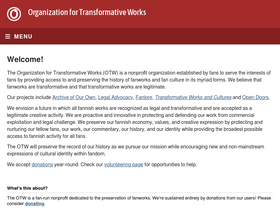 'transformativeworks.org' screenshot