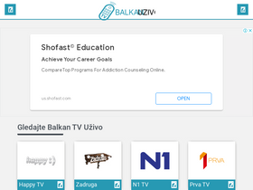 'tvbalkanuzivo.com' screenshot
